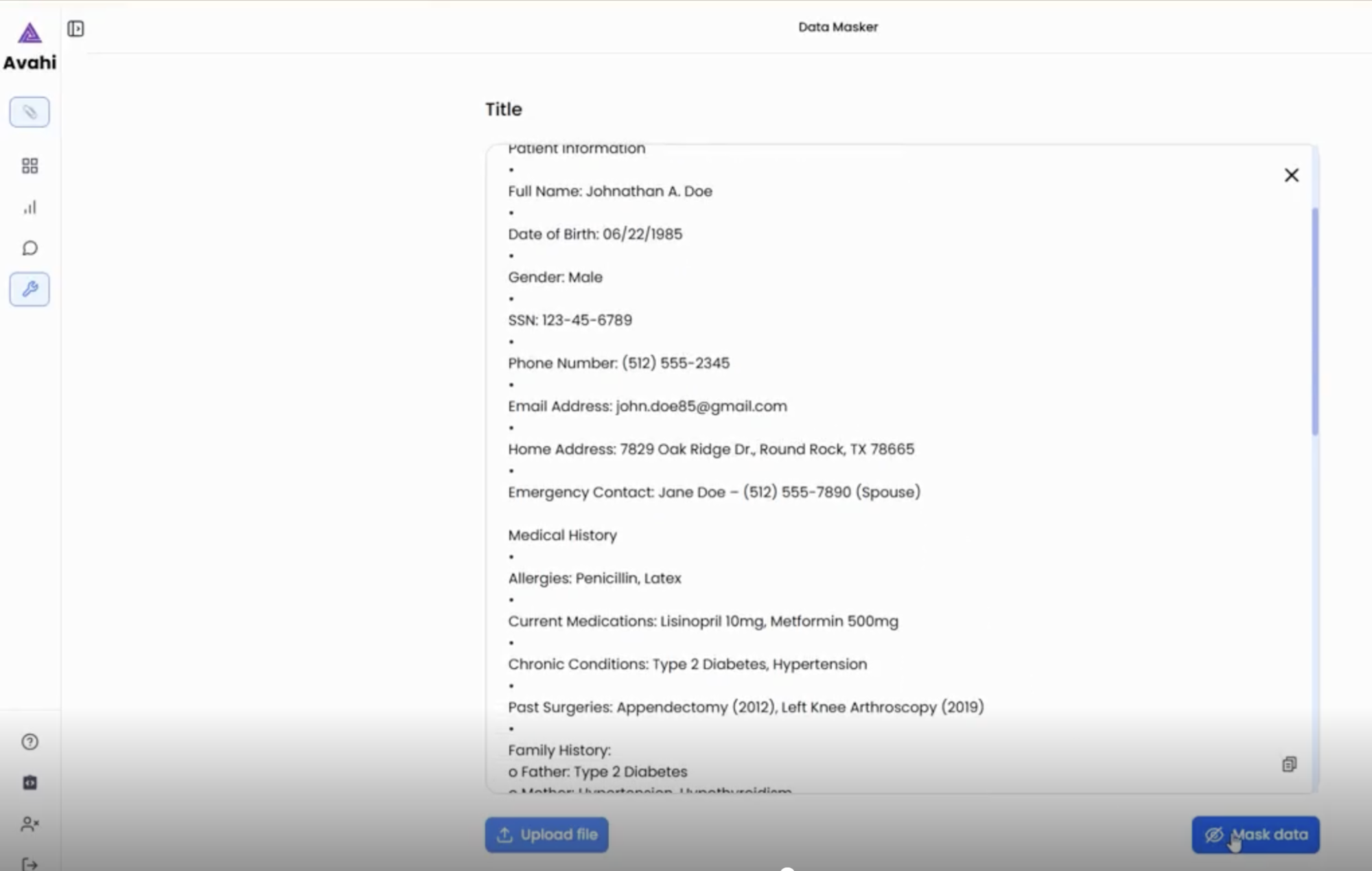 Click ‘Mask Data’ Option