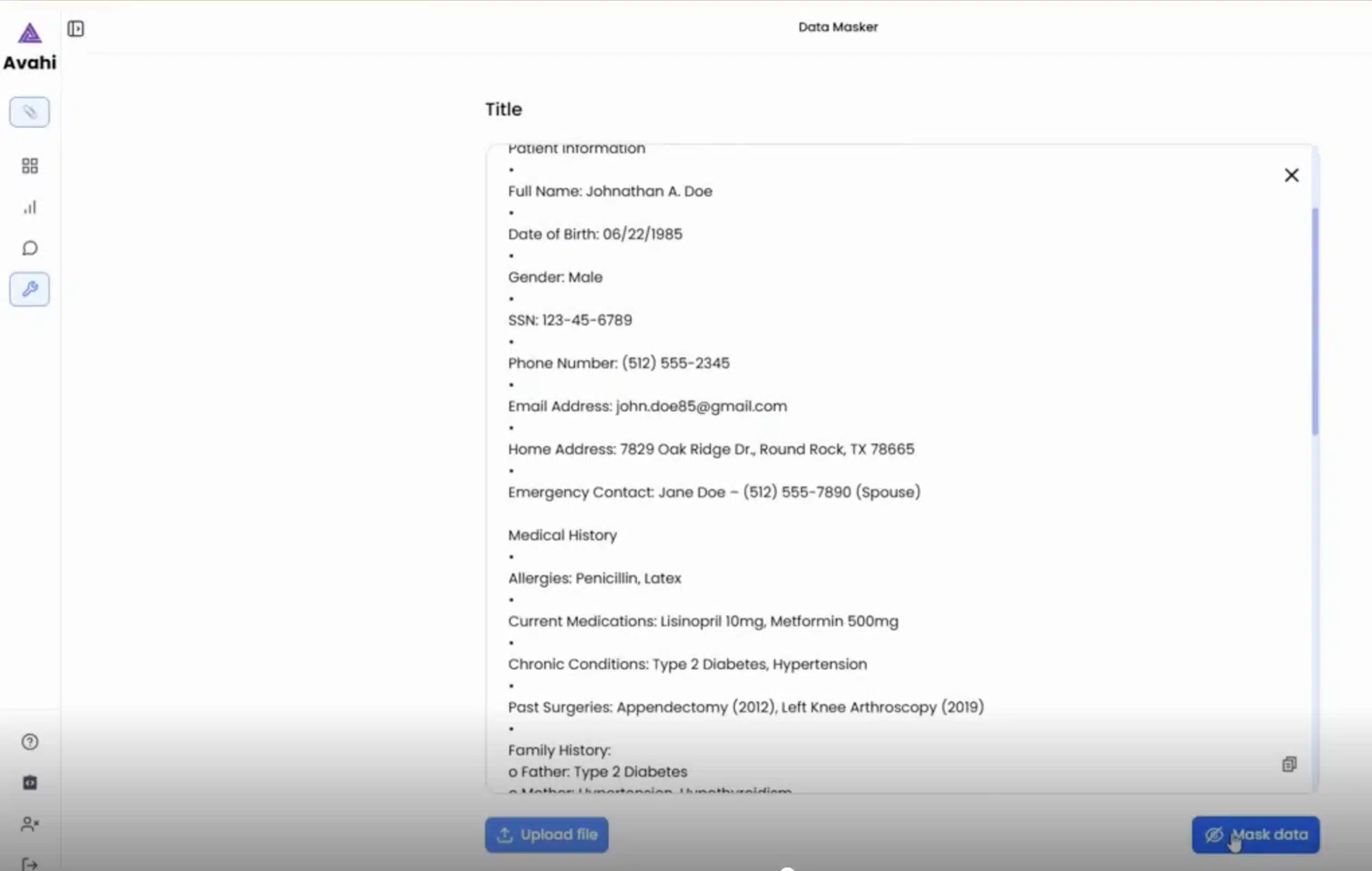 Click ‘Mask Data Option