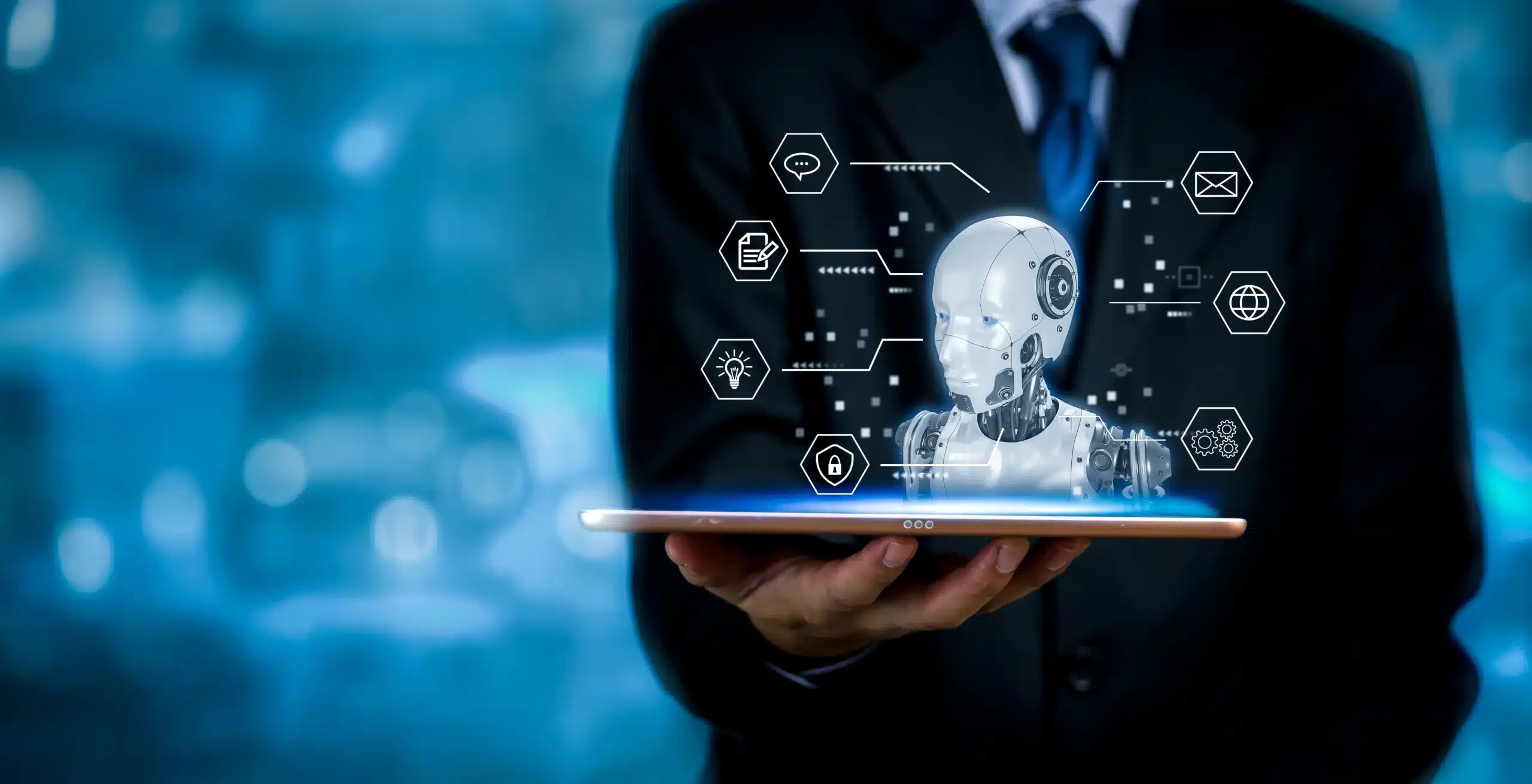 823410794 chat robot is artificial intelligenceai improves conversations customer service business develops information programsfuturistic technology transformation scaled