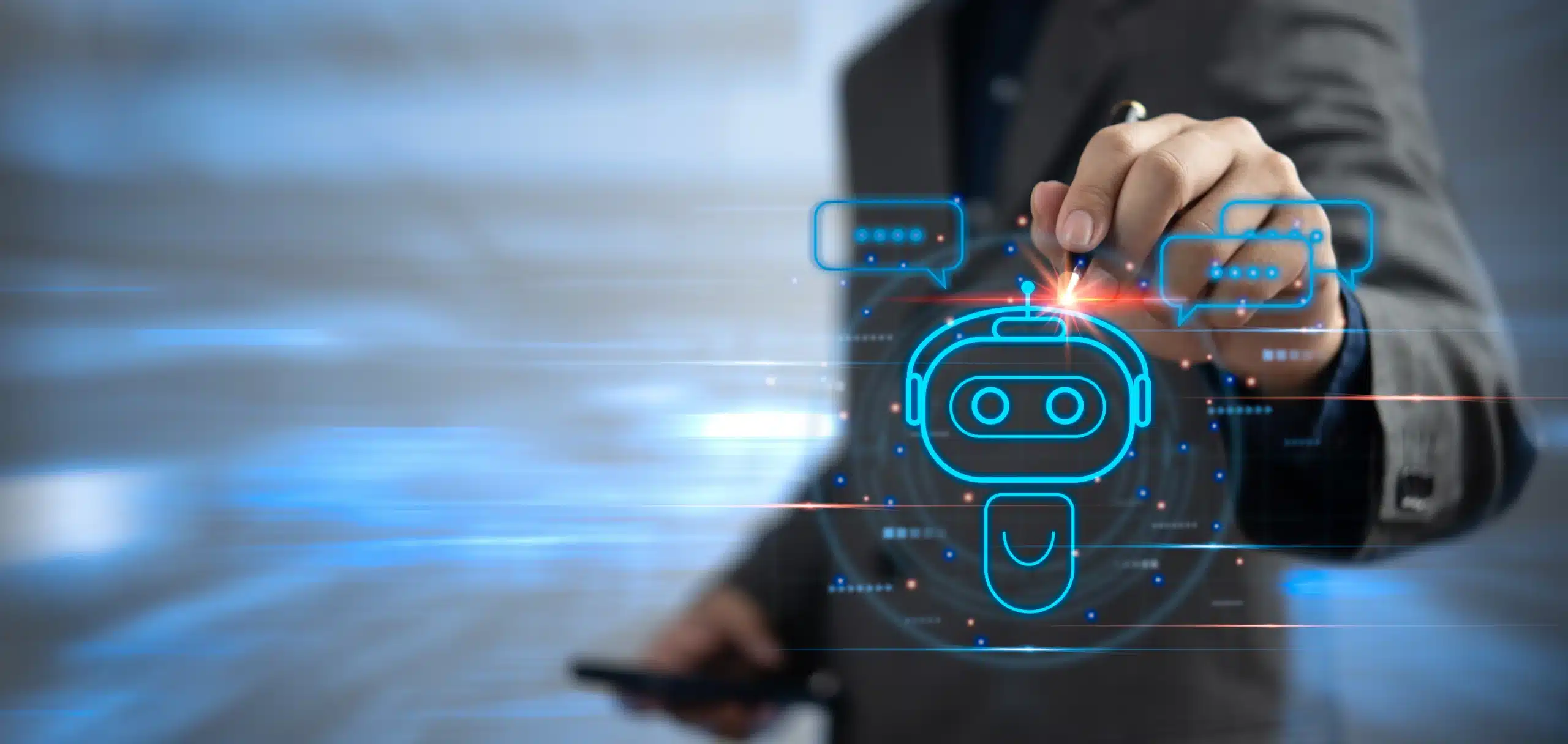 828248467 businessman holding light chatbot hologram intelligence ai digital chatbot robot applicationchat bot with ai artifice intelligent developers digital technology concept scaled